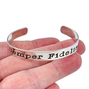 Vintage H&H Sterling Silver 925 | Semper Fidelis Marine Cuff Bracelet | 6.5"